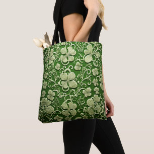TOTE BAG VERT CLAIR AVEC LACE RESSORT SHAMROCKS CELTIQUES I