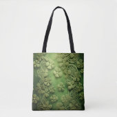 TOTE BAG VERT CLAIR AVEC UNE APPEARENCE DE DENTELLE TRÈFLES (Devant)