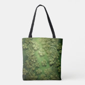 TOTE BAG VERT CLAIR AVEC UNE APPEARENCE DE DENTELLE TRÈFLES (Dos)