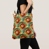 Tote Bag vert de l'eau d'abrégé sur texture d'art, orange, (De près)