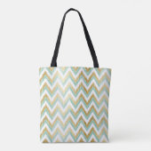 Tote Bag Vert et Faux Gold Foil Chevron Ikat Motif (Dos)