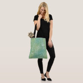 Tote Bag Vert et Marbre blanc wirl Abstrait (Sur le modèle)