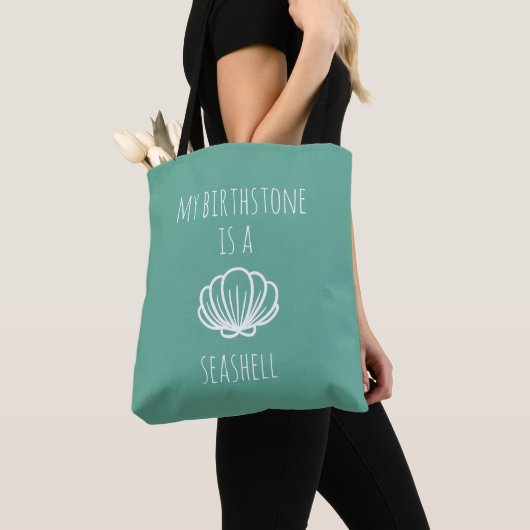 Tote Bag Vert et pourpre Ma pierre d'oiseau est un coquilla (De près)