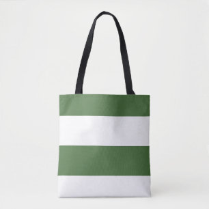 Tote Bag Vert foncé et blanc Simple Extra Wide Stripes