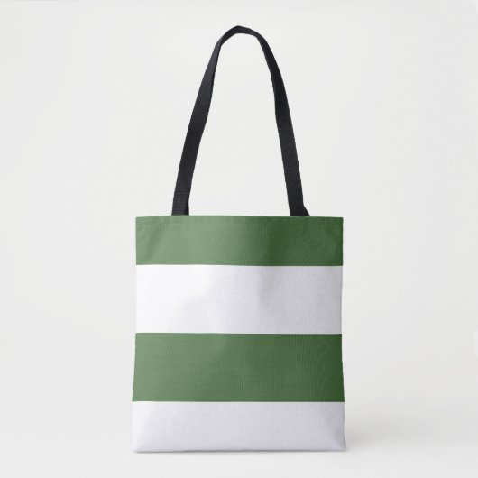 Tote Bag Vert foncé et blanc Simple Extra Wide Stripes (Devant)
