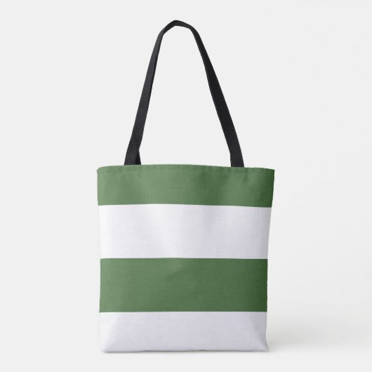 Tote Bag Vert foncé et blanc Simple Extra Wide Stripes (Dos)