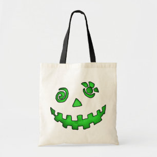 Tote Bag Vert fou de visage de citrouille de