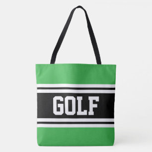 Tote Bag Vert GOLF Athlétique Noir Blanc Rayures de Course