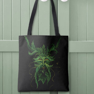 Tote Bag Vert Homme Fae Feuilles Noir
