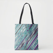 Tote Bag Vert menthe et rayure à pois violets (Devant)