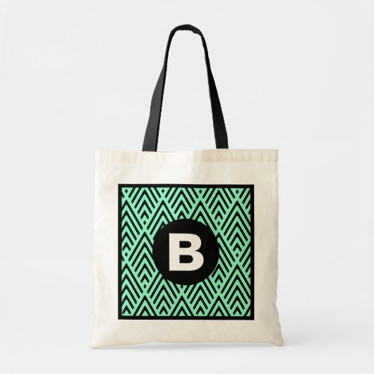 Tote Bag Vert Menthe Mode Monogramme à Motif Chevron (Devant)