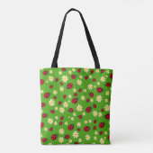 Tote Bag vert mignon de motif de fleur de coccinelle et de (Dos)