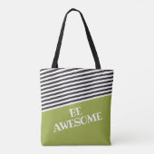 Tote Bag Vert noir blanc Ajouter son propre texte personnal (Dos)