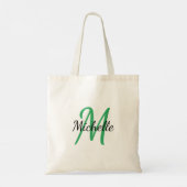 Tote Bag Vert & Noir Simple Monogramme Classique tendance (Dos)