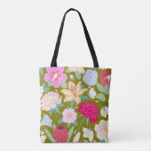 Tote Bag Vert olive floral chic tendance unique (Dos)