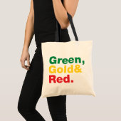 Tote Bag Vert, Or & Rouge. (Devant (produit))