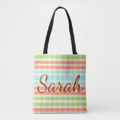 Tote Bag Vert Orange Et Bleu (Devant)