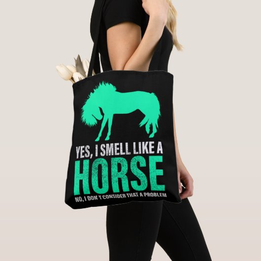 Tote Bag Vert Oui Je Sens Comme Un Cheval (De près)