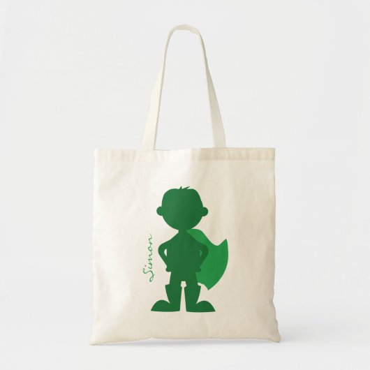 Tote Bag Vert personnalisé par silhouette de garçon de (Devant)