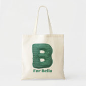 Tote Bag Vert Poupée B Pour Initiales Nom Mignonne Moderne (Devant)