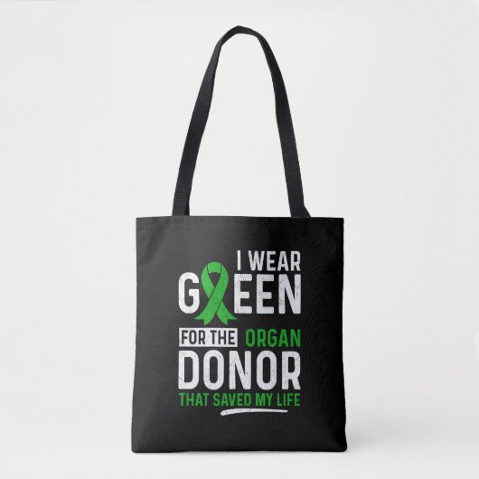Tote Bag Vert Pour Les Organes Donateurs Transplant Rein Li (Devant)