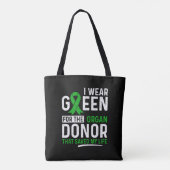 Tote Bag Vert Pour Les Organes Donateurs Transplant Rein Li (Dos)