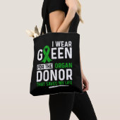 Tote Bag Vert Pour Les Organes Donateurs Transplant Rein Li (De près)