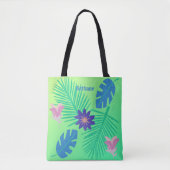 Tote Bag Vert rose moderne et violet tropique (Devant)