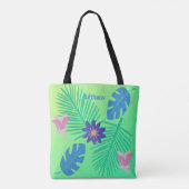 Tote Bag Vert rose moderne et violet tropique (Dos)