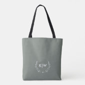 Tote Bag Vert sauge et blanc | Monogramme initiales moderne (Dos)
