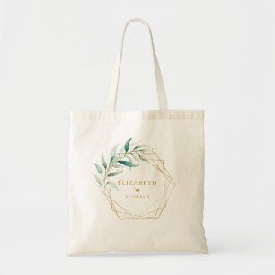 Tote Bag Vert sauge et floral robe de demoiselle d'honneur