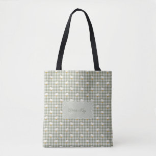 Tote Bag Vert Sauge Gingham Oie Vérification Buffalo Nom Pe