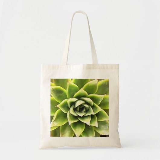 Tote Bag Vert Succulent Gros Plan Cactus (Devant)