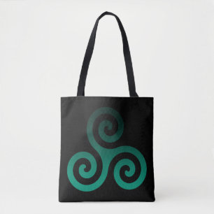 Tote Bag Vert Triskele noir