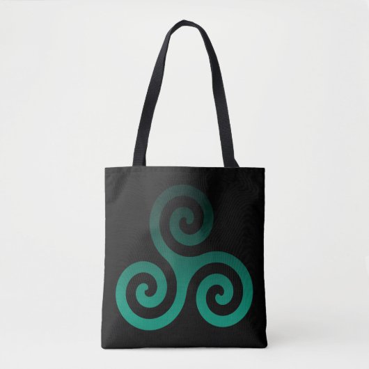 Tote Bag Vert Triskele noir (Devant)