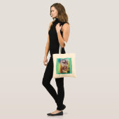 Tote Bag vert visage bouddha (Devant (modèle))