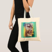 Tote Bag vert visage bouddha (Devant (produit))