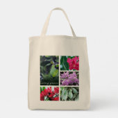 Tote Bag vert vivant, feuilles et fleurs (Dos)