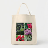 Tote Bag vert vivant, feuilles et fleurs (Devant)