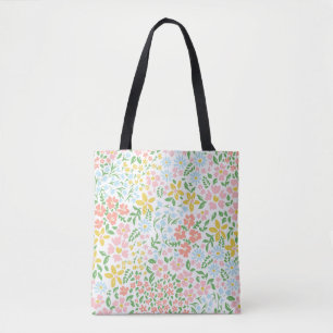Tote Bag Vetor motif coloré floral transparent sur un blanc