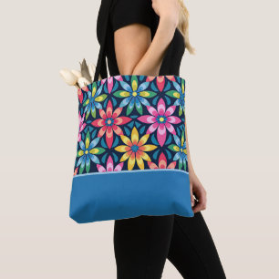 Tote Bag Vibe Rétro 60 Modèles de Marguerites Bloc de Coule