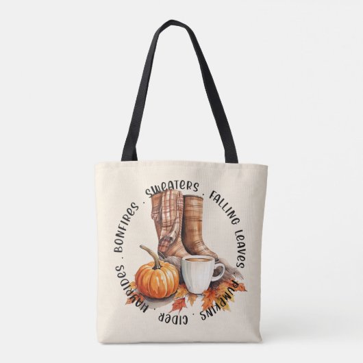 Tote Bag Vibes D'Automne Cosy - Bottes, Épices Citrouilles, (Dos)