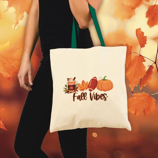 Tote Bag Vibes d'automne Football Citrouille épice