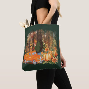 Tote Bag Vibes D'Automne, Une Voiture Chargée De Citrouille