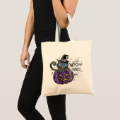 Tote Bag Vibes de cuisine | WItch Black Cat et Jack-O-Lante (Devant (produit))