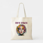 Tote Bag Vibes de Diva, visage de femme, couleurs pastel mo (Dos)