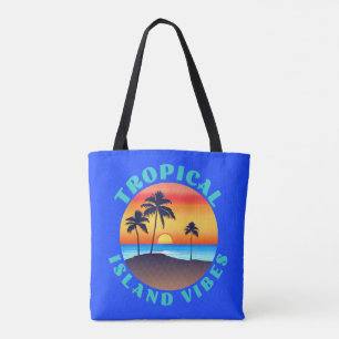 Tote Bag Vibes de l'île tropicale, coucher de soleil avec p