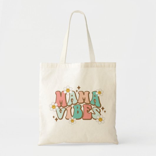 Tote Bag Vibes de maman avec marguerites (Devant)