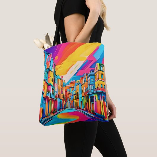 Tote Bag Vibes de rue colorées (De près)