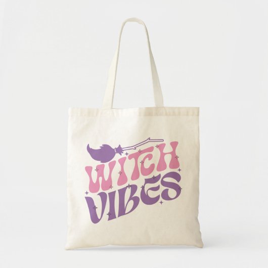 Tote Bag Vibes de sorcière Halloween Magique Broom (Devant)